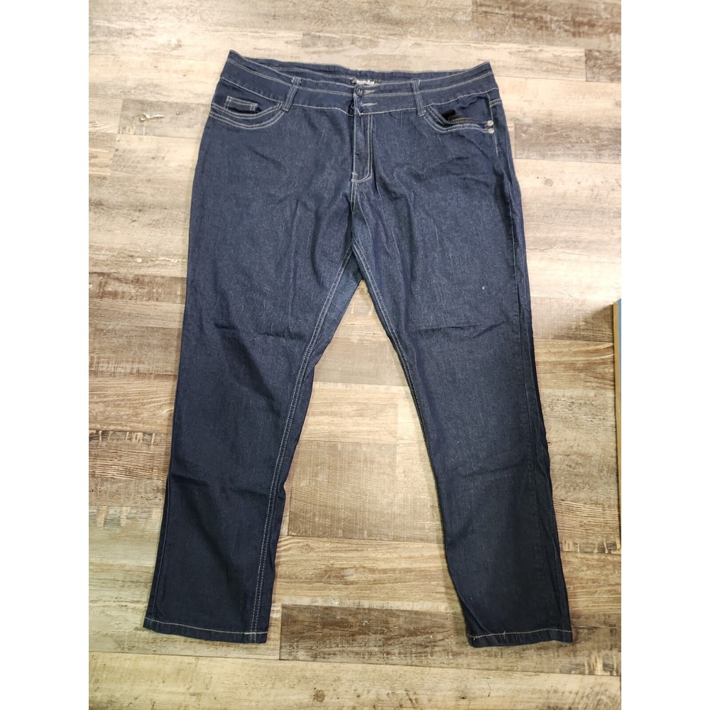 Drama Gold Plus Size 20 Denim Jeans Womens Blue Straight Leg Curvy Dark Washed
